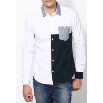 Apparel White With Black Patch Contrast Designer Shirt Code Triplete Ea - Men Clothing - Best Price in Pakistan - HitShop.pk
